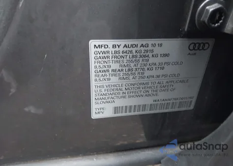 2019 Audi Q7 45 Premium/45 Se Premium z USA, uszkodzony, nr VIN WA1AHAF76KD015762